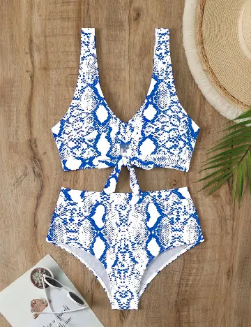 Costum de baie SHEIN, alb/albastru