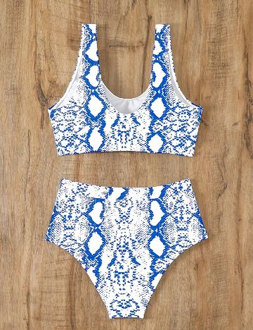 Costum de baie SHEIN, alb/albastru
