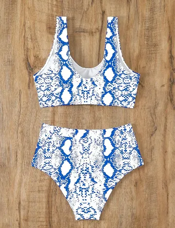 Costum de baie SHEIN, alb/albastru