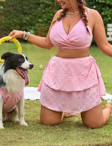 Costum de baie SHEIN CURVE, roz