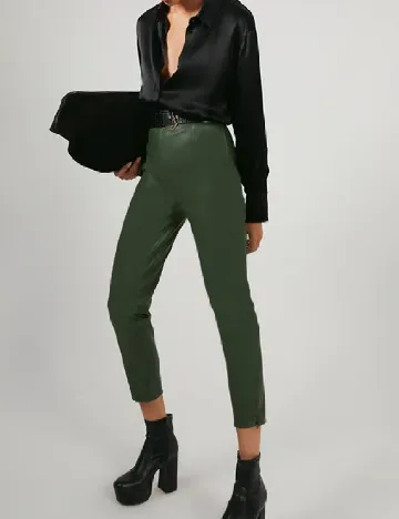 Pantaloni imitatie de piele WAREHOUSE, verde