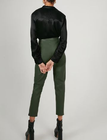 Pantaloni imitatie de piele WAREHOUSE, verde
