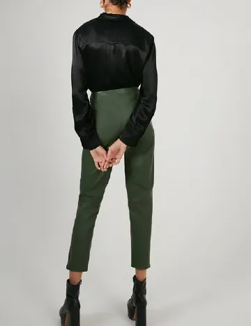 Pantaloni imitatie de piele WAREHOUSE, verde