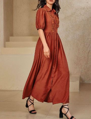 Rochie medie SHEIN, caramiziu