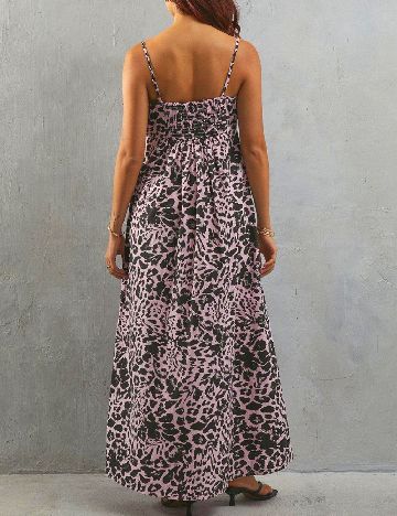 Rochie lunga WAREHOUSE, negru/roz