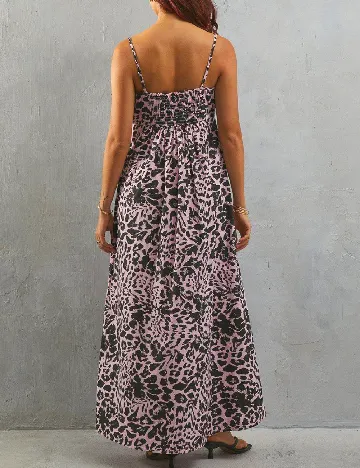 Rochie lunga WAREHOUSE, negru/roz