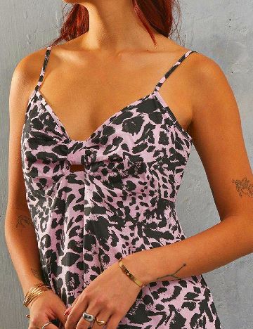 Rochie lunga WAREHOUSE, negru/roz