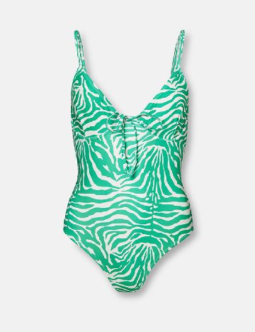 Costum de baie WAREHOUSE, verde/crem