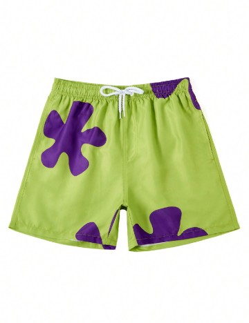 Short de baie SHEIN, verde/mov