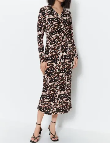 Rochie medie WAREHOUSE, maro/negru