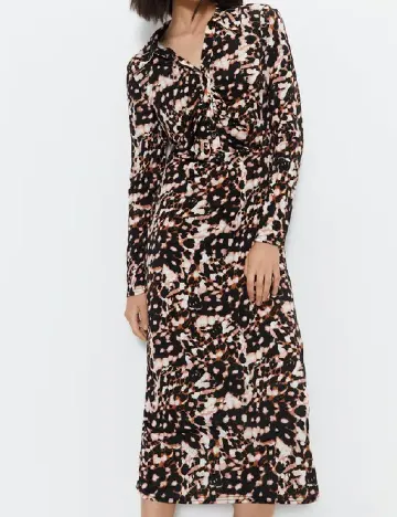 Rochie medie WAREHOUSE, maro/negru
