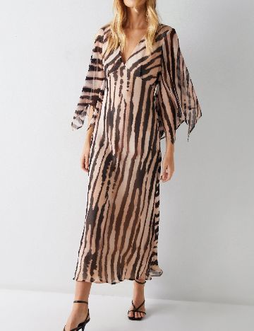 Rochie lunga WAREHOUSE, crem/negru