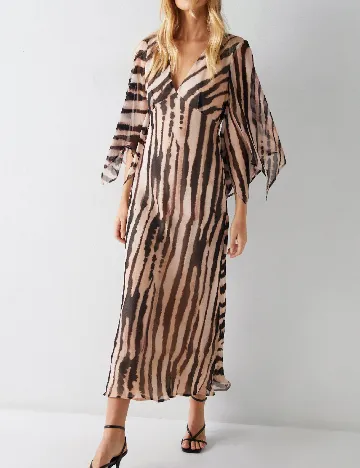 Rochie lunga WAREHOUSE, crem/negru