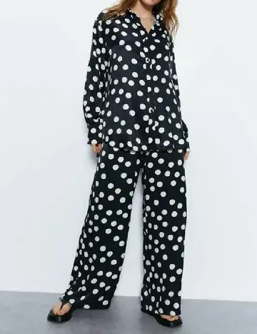Pantaloni WAREHOUSE, alb/negru