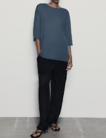 Tricou Oversize Zara, gri petrol