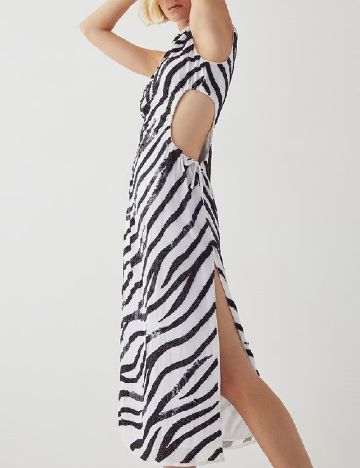 Rochie medie WAREHOUSE, alb/negru
