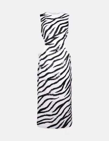 Rochie medie WAREHOUSE, alb/negru