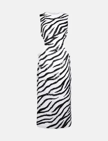 Rochie medie WAREHOUSE, alb/negru