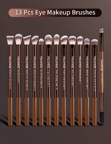 Set pensule machiaj, 13 bucati SHEIN, maro