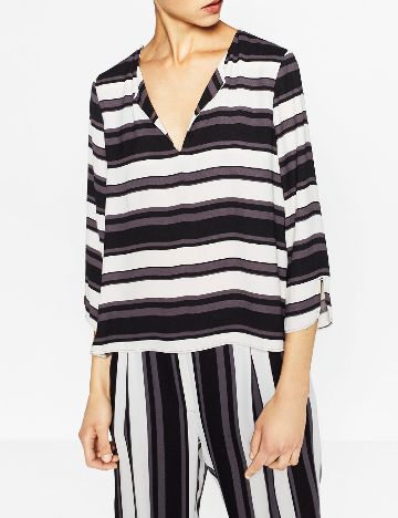 Pantaloni Zara, alb/negru