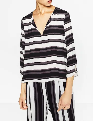 Pantaloni Zara, alb/negru