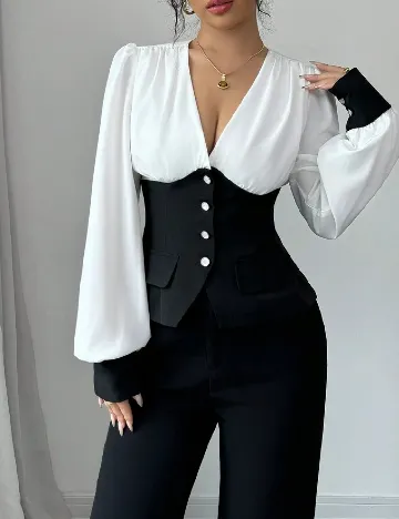 Bluza SHEIN, alb/negru