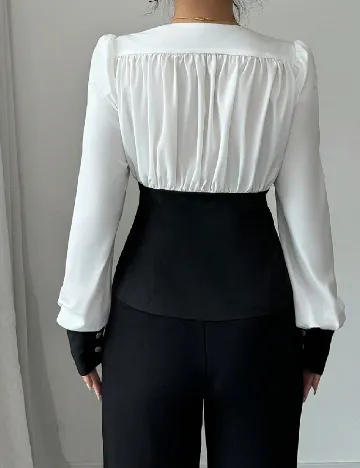 Bluza SHEIN, alb/negru