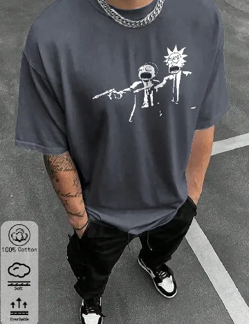 Tricou Oversize SHEIN, gri