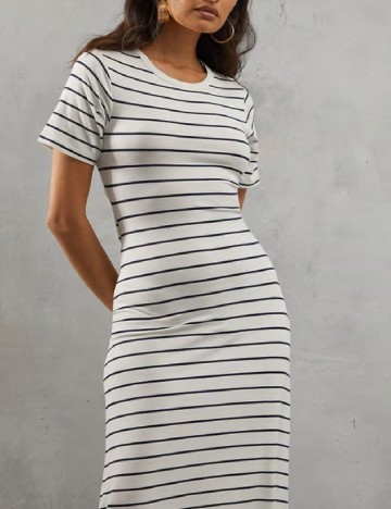 Rochie lunga WAREHOUSE, alb/bleumarin