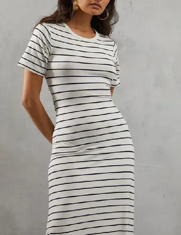 Rochie lunga WAREHOUSE, alb/bleumarin