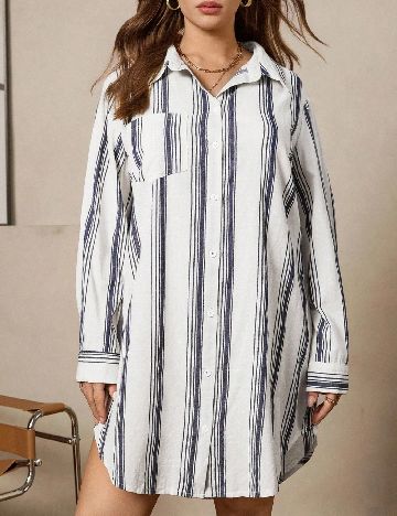 Rochie scurta SHEIN CURVE, alb/albastru