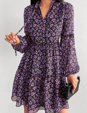 Rochie scurta SHEIN, negru/mov