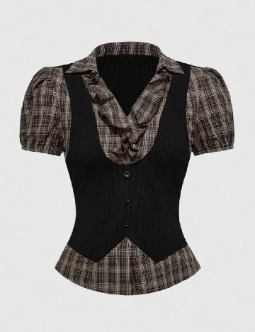 Bluza Romwe, negru/maro