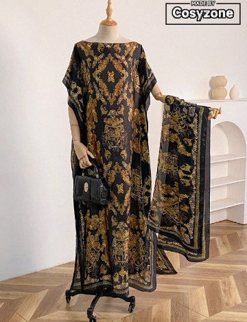 Rochie lunga SHEIN, negru/maro