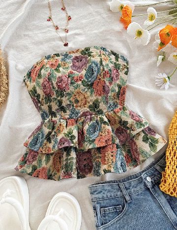 Top SHEIN, floral print