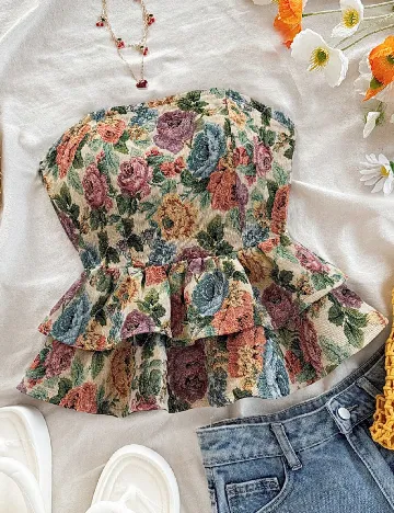 Top SHEIN, floral print