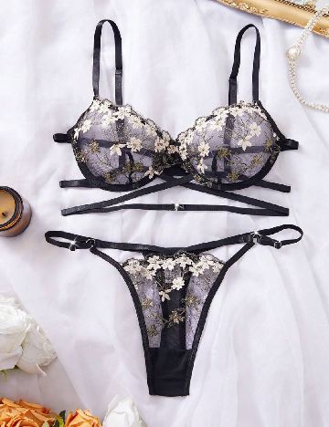 Set lenjerie SHEIN, negru/crem