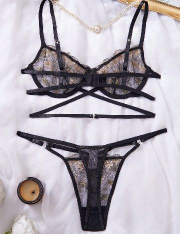 Set lenjerie SHEIN, negru/crem