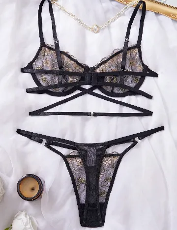 Set lenjerie SHEIN, negru/crem