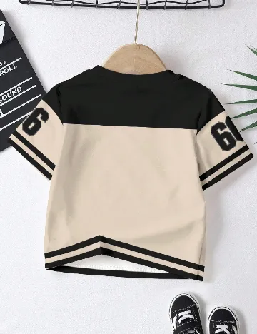 Tricou Shein Kids, crem/negru
