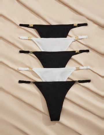 Set chiloti 5 perechi SHEIN, alb/negru