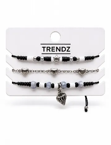 Set Bratari 3 bucati Trendz, alb/negru