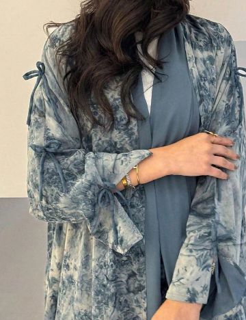 Kimono SHEIN, albastru/gri