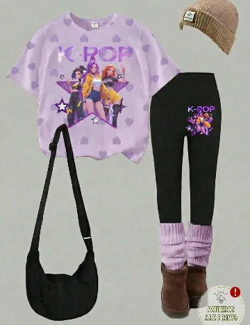 Compleu Shein Kids, negru/mov