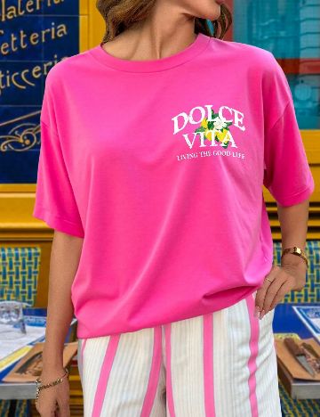 Tricou SHEIN CURVE, roz