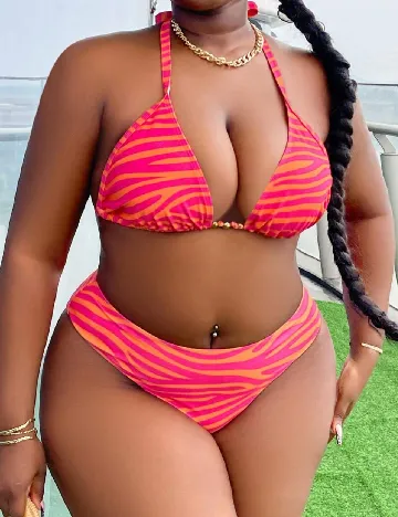 Costum de baie SHEIN CURVE, roz