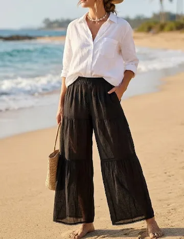 Pantaloni de plaja Calzedonia, negru