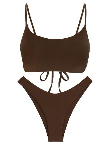 Costum de baie SHEIN, maro