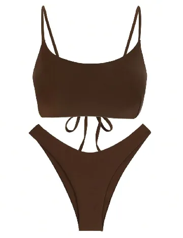 Costum de baie SHEIN, maro