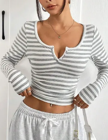 Bluza SHEIN, alb/gri